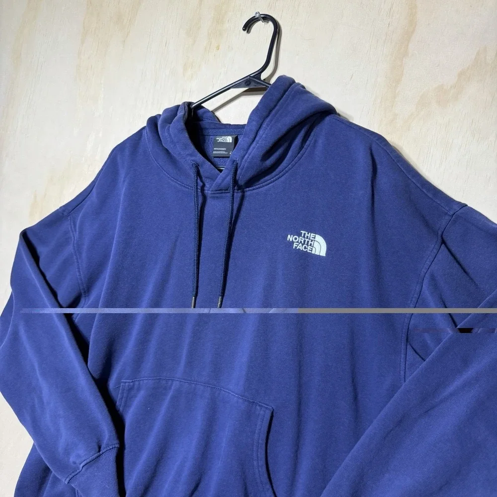 The North Face Men's Large Blue Pullover Hoodie Logo Sweatshirt Outdoor Casual